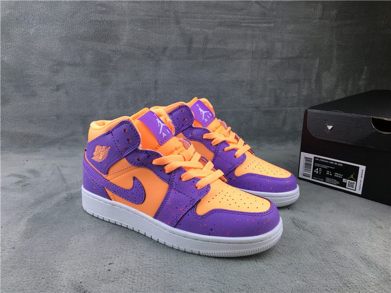 2020 Women Air Jordan 1 Mid SE Purple Orange Shoes